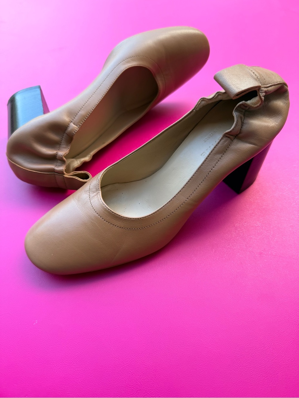 Everlane Day High Heel Size 5 Pecan Italian Leather Comfortable Block Heel Pumps